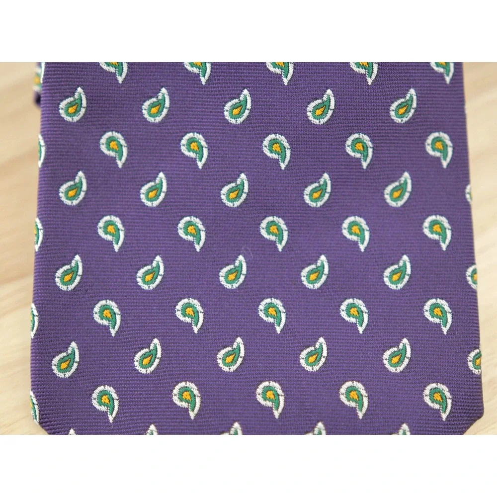 Polo Ralph Lauren Silk Tie Purple Paisley Hand Made In Italy 58